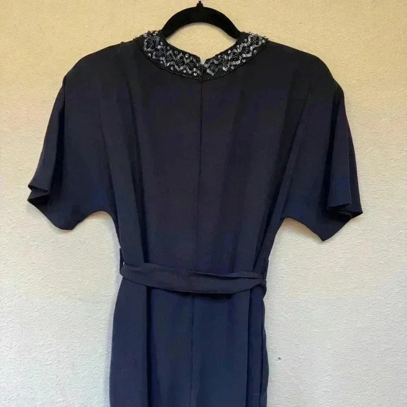French connection navy blue jumpsuit with beaded neckline - Picture 8 of 10